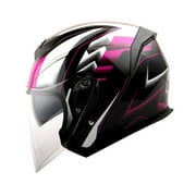 1STORM MOTORCYCLE OPEN FACE HELMET SCOOTER CLASSICAL KNIGHT BIKE DUAL LENS/SUN VISOR HJK526 Racing Pink