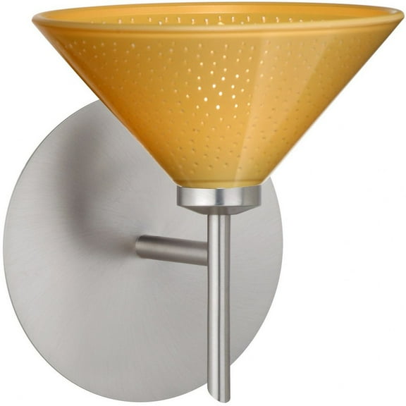 1SW-282490-LED-SN Besa Lighting Kona-One Light Mini Wall Sconce-5.5 Inches Wide by 6.5 Inches High-Satin Nickel Finish-Mango Starpoint Glass Color-LED