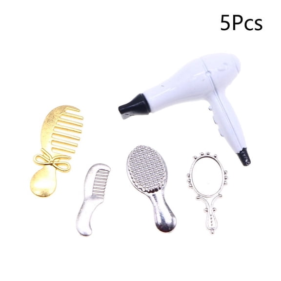 1Set 1:12 Dollhouse Miniature Simulation Hair Comb Mirror Hair Dryer Home Model Decor Toy Doll House Accessories