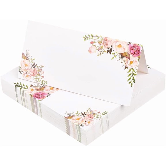 1Set 1 Bag Paper Blank Place Cards for Wedding Party Square with Flower Pattern Colorful 100x100x0.3mm 50pcs/bag