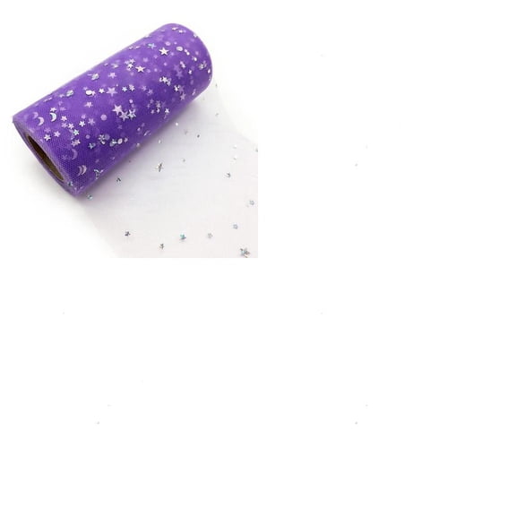 1Set 1 Roll Sparkle Polyester Tulle Fabric Rolls for Wedding and Decoration Purple 5-7/8 inch(150mm) about 25 Yards/Roll