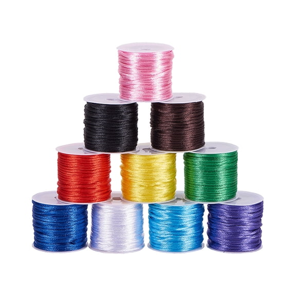 1Set 10 Color 2mm Satin Rattail Cord String Nylon Trim Silk Cord for Friendship Bracelet Chinese Knot Macram Trim Jewelry Making 91 yards totally