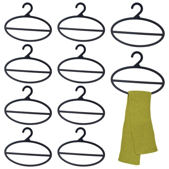 1Set 10 Packs Black Scarf Hanger Scarf Holder Organizer Space Saving Plastic Scarf Hanger for Shop Home Scarves Headscarves Sorting Storaging