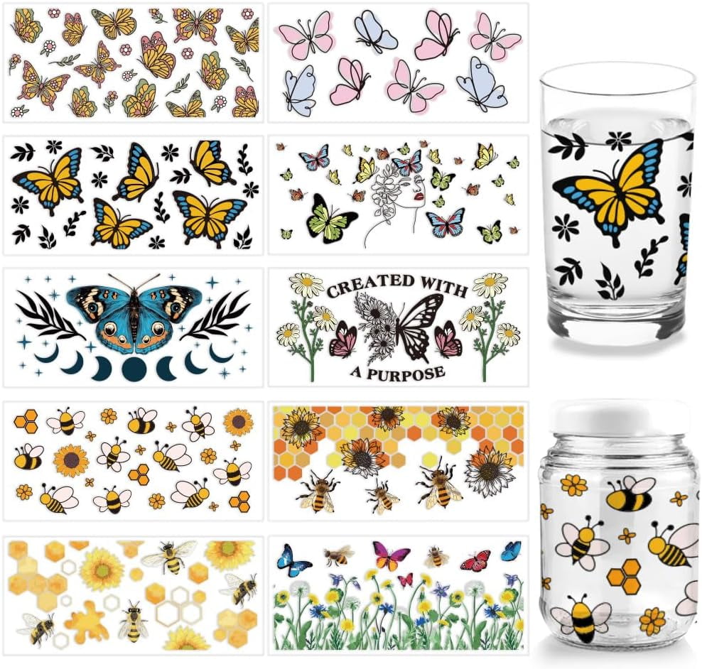 1Set 10 Pcs 10 Styles Cup Transfer Sticker Insects Transfer Paper ...