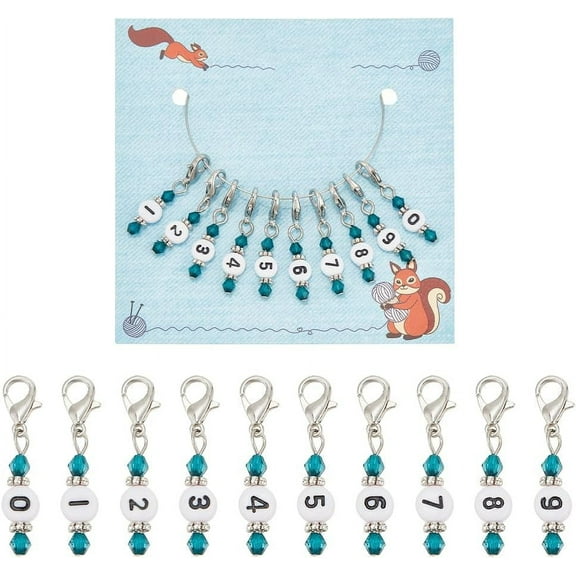 1Set 10 Pcs 10 Styles Number Stitch Markers Acrylic Crochet Stitch Marker Locking Stitch Marker with Lobster Clasp Knitting Crocheting Accessories for Marking Direction Guidelines