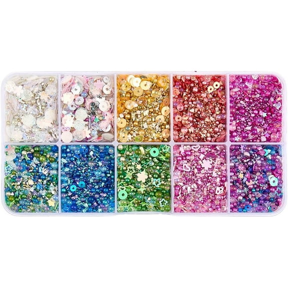 1Set 10 Sets 10 Colors Glass DIY Nail Art Decoration Mini Glass Beads Tiny Caviar Nail Beads Mixed Color 1~3.5x0.8~3x0.3~2mm 1 set/color