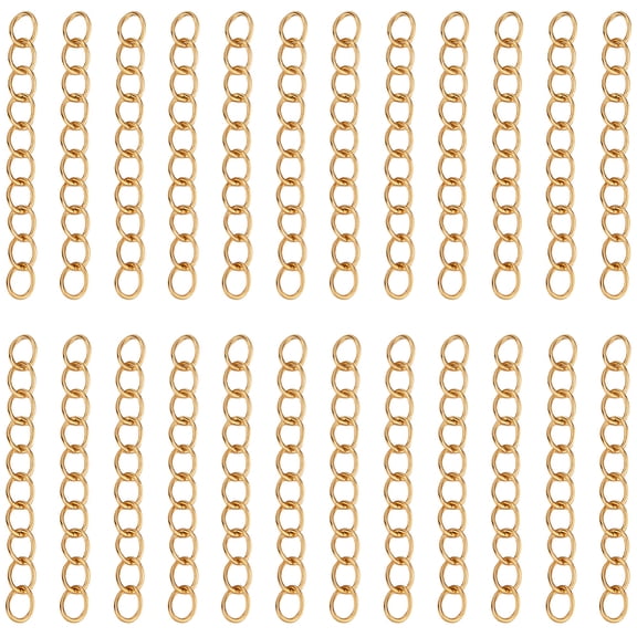 1Set 100Pcs Ion Plating(IP) 304 Stainless Steel Chain Extender Real 18K Gold Plated 30mm
