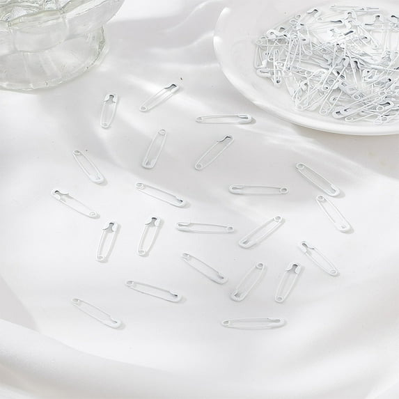 1Set 100Pcs Spray Painted Iron Safety Pins White 19mm