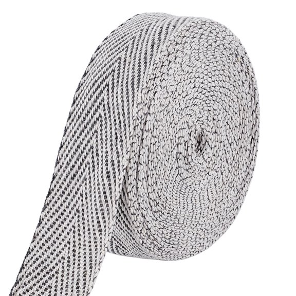 1Set 10M Cotton Herringbone Ribbons Silver 1-5/8 inch(40mm)