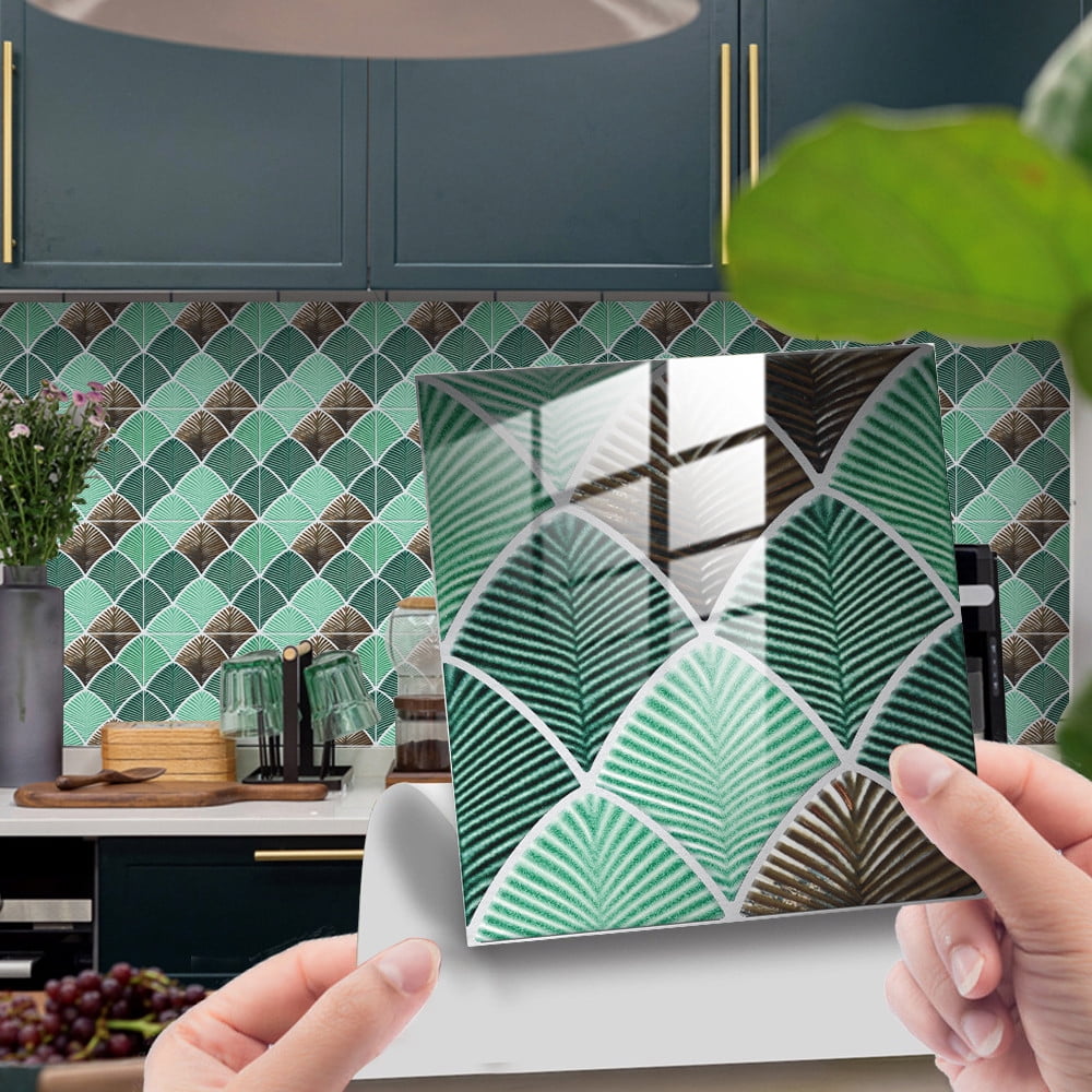 1Set 10PC Self Tile 3D Sticker Kitchen Bathroom Wall Sticker Wall