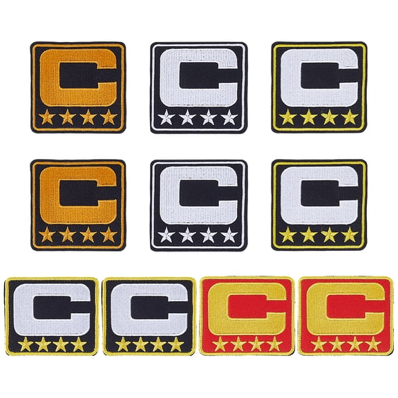 1Set 10Pcs 5 Colors Computerized Embroidery Polyester Iron on/Sew on Patches Costume Accessories Captain C 75~77.5x66~77.5x1.5~4.5mm 2pcs/color