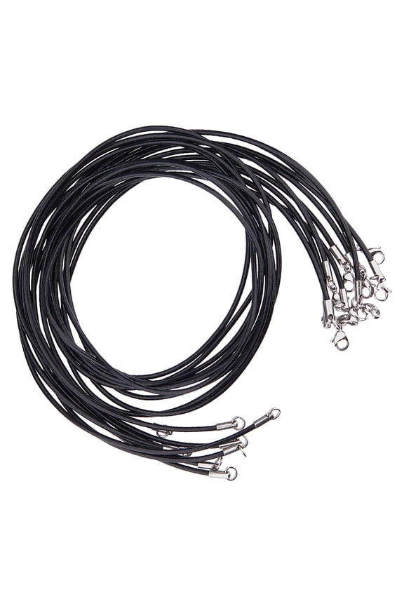 1Set 10Pcs PU Leather Necklaces Making with Stainless Steel Findings Black 20.28 inch(51.5cm)DIY