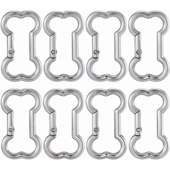 1Set 10Pcs Zinc Alloy Rock Climbing Carabiners Spring Gate Rings Bone Platinum 48.5x28x4mm Inner Diameter: 39.5x19mm