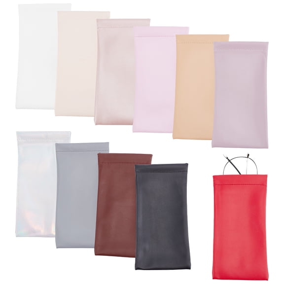 1Set 11Pcs 11 Colors Rectangle PU Imitation Leather Eyeglasses Pouch Portable Squeeze Top Soft Glasses Case Anti-scratch Glasses Bags Protector Mixed Color 180x90x4.5mm 1pc/color