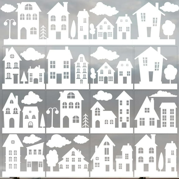 1Set 12 Sheets 12 Style PVC Stickers Heat Transfer Film for Window Decoration House 140x140mm 1 sheet/style