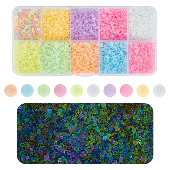 1Set 120G 10 Colors Luminous Frosted Glass Beads Glow in the Dark Round No Hole Mixed Color 1.5~3mm 12g/color