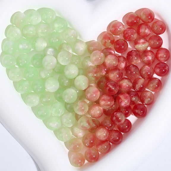 1Set 120Pcs Opaque UV Reactive Beads Color Changing Beads Round with Glitter Powder Honeydew 10mm Hole: 1.6mm