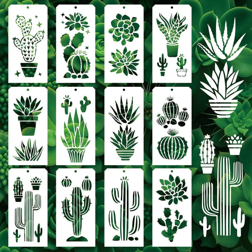 1Set 12Pcs 12 Styles PET Hollow Out Drawing Painting Stencils for DIY ...