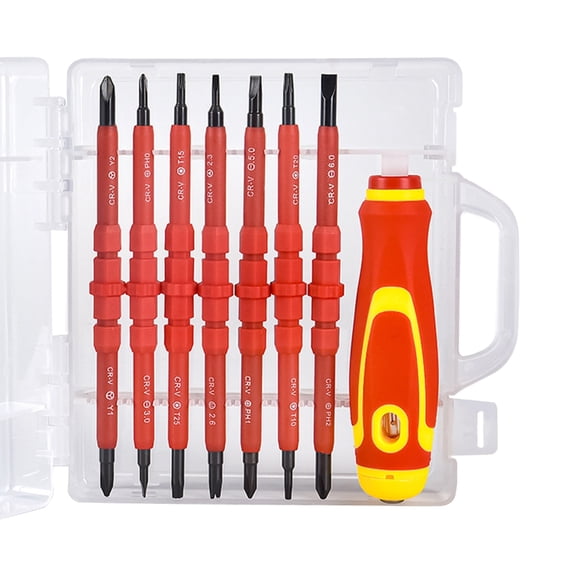 1Set 15 In 1 Changeable Insulated Screwdriver Set, With Magnetic and Slotted Bit Electrician Tool