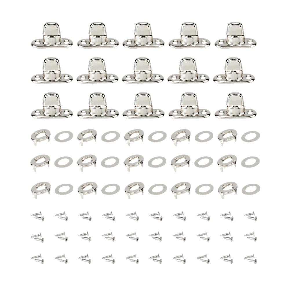 1Set 15 Sets Marine Twist Lock Fasteners Stainless Steel Turn Button Eyelet and Stud with 30pcs Screws Turn Button Fasteners Mounting Screws for Boats Sailboats Dinghies