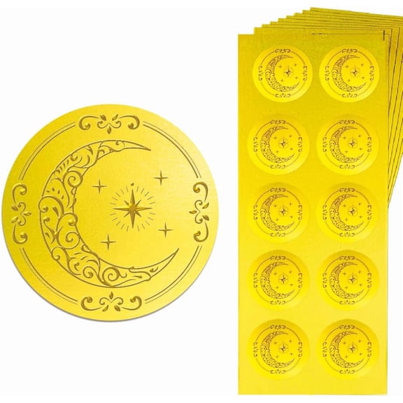 1Set 15 Sheets Gold Foil Paper Picture Stickers Round Dot Decorative Stickers Moon 195x80x10mm Sticker: 35mm in diameter about 10pcs/sheet