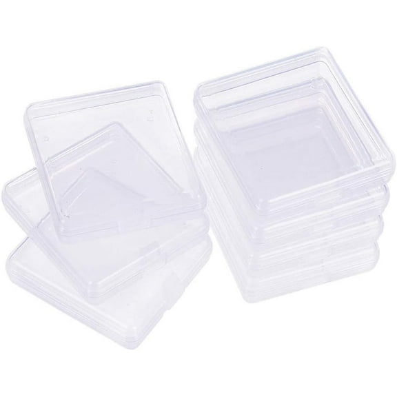 1Set 18 Pack Rectangle Clear Plastic Bead Storage Containers Box Case with Flip-Up Lids for Small Items Pills Herbs Tiny Bead Jewelry Findings (5.5 x 6 x 1.8cm)