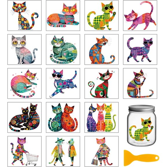 1Set 18Pcs Plastic Silhouette for Lighting Decoration Paper Cut Light Box Cat Shape 100x90mm