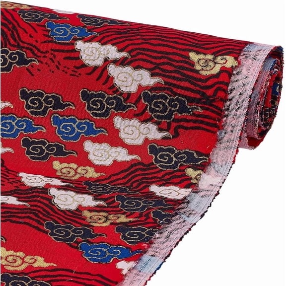 1Set 1M Japanese Style Cotton Fabric Clothing Accessories Cloud Pattern Red 1500x0.2mm