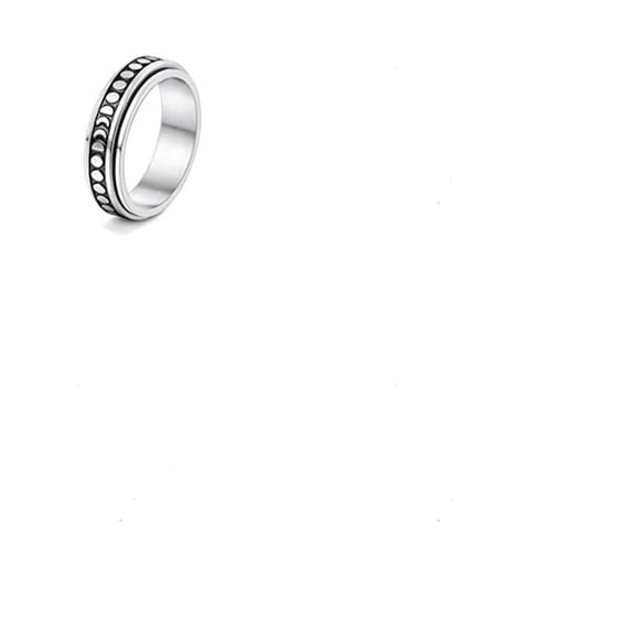 1Set 1Pc 201 Stainless Steel Rotating Fidget Band Ring Fidget Spinner Ring for Anxiety Stress Relief Platinum Moon US Size 6(16.5mm)
