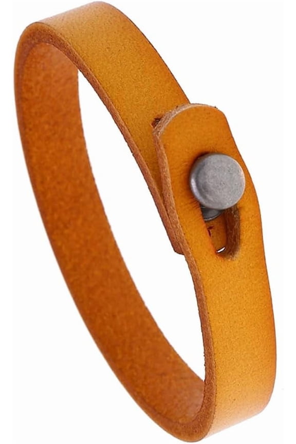 1Set 1Pc Punk Retro Ethnic Style Handmade Leather Bracelet Couple Literary Hand Strap Men Yellow 8-5/8 inch(22cm) 10mm Wide