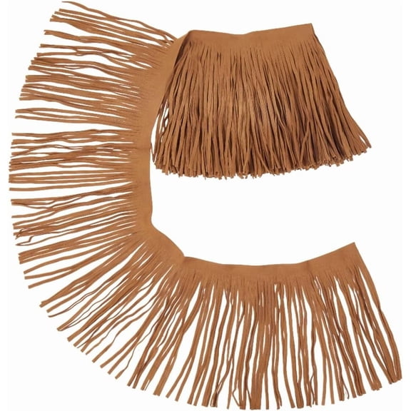 1Set 1Pc Suede Fabric Tassels Ribbon for Garment Accessories Gift Decoration Camel 5-7/8 inch(150mm) about 2.19 Yards(2m)/pc
