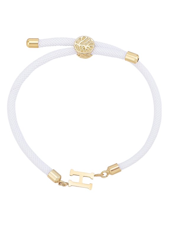 1Set 1pc Adjustable Nylon Cord Slider Bracelets for Women Lead Free & Nickel Free & Cadmium Free Letter H Inner Diameter: 2-3/4 inch(7cm)
