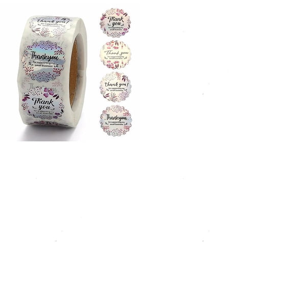 1Set 2 Rolls Rainbow Laser 1 Inch Thank You Sticker for Mother's Day Valentine's Day Birthday Thanksgiving Day Round Word 25mm 500pcs/roll