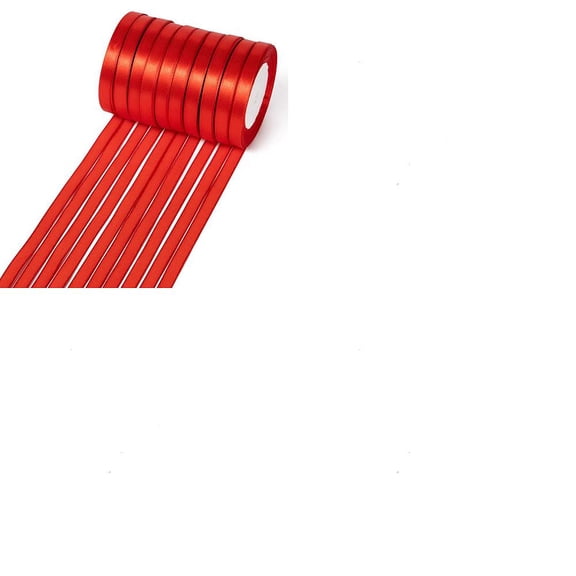 1Set 2 Rolls Single Face Satin Ribbon Polyester Ribbon Valentines Day Gifts Boxes Packages Red 3/8 inch(10mm) about 25 yards/rollDIY