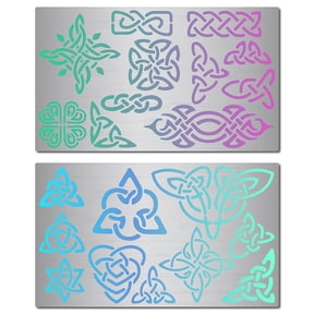 1Set 2 Styles Metal Celtic Knot Stencil Stainless Steel Painting Template Reusable Drawing Tool for Wood Burning Engraving Pyrography Art Crafts