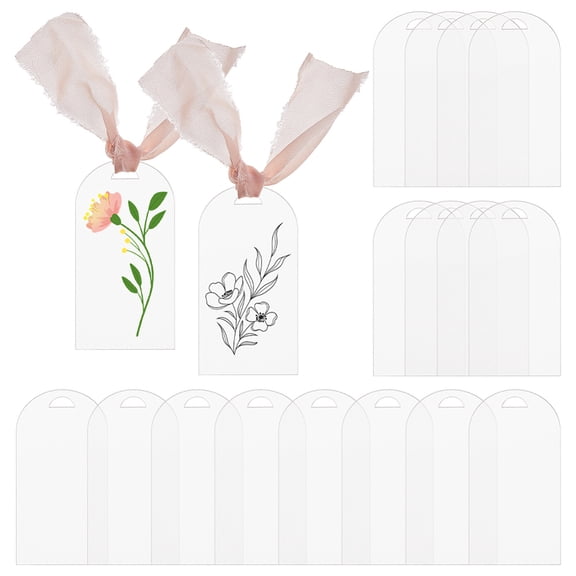 1Set 20 Sets Arch Blank Acrylic Seat Signs with Polyester Ribbon for Wedding Clear 90x45x2mm