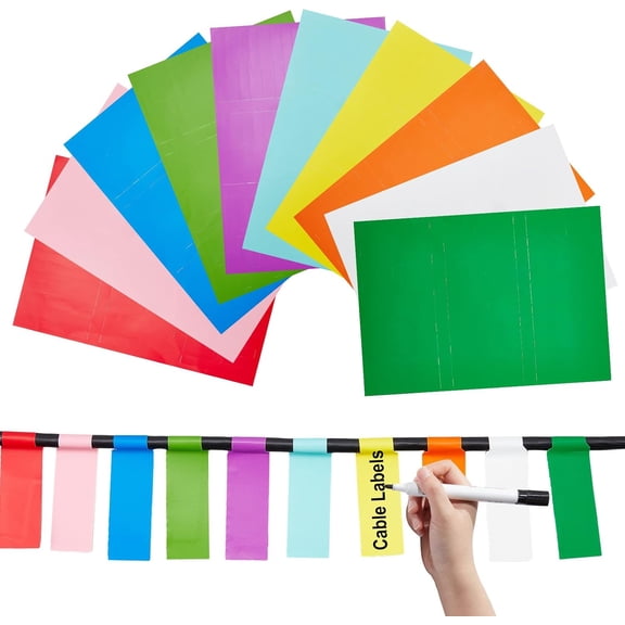1Set 20 Sheets 10 Colors PVC Self-Adhesive Identification Cable Label Pasters 297x210x0.2mm Single: 83.5x26mm 30pcs/sheet 2 sheets/color