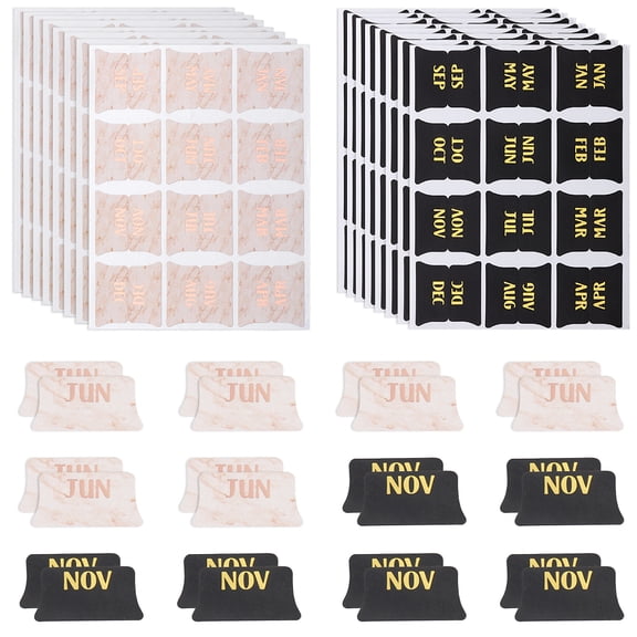 1Set 20 Sheets 2 Colors Paper Monthly Planner Stickers Square with 12 Months Mixed Color 83.5x108x0.2mm Sticker: 24.5x24.5mm 12pcs/sheet