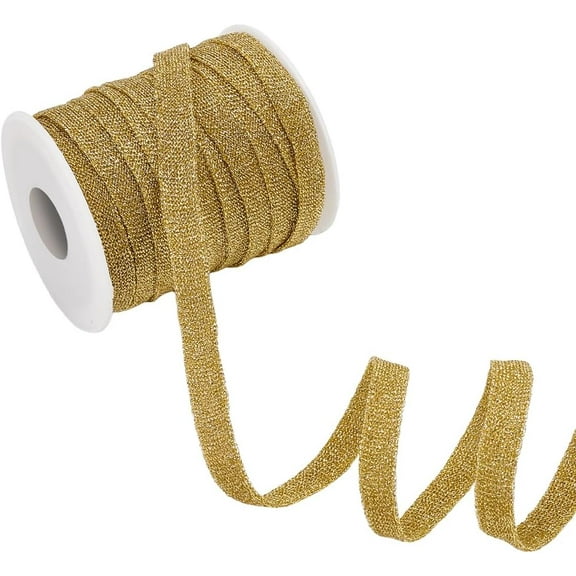1Set 20 Yards Sparkle Polyester Ribbon for Garment Accessories Gift Decoration Gold 3/8 inch(10mm)