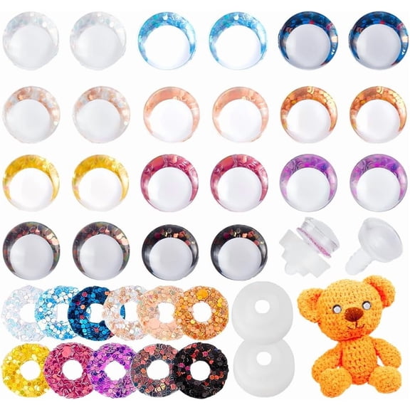 1Set 22 Bgas 11 Colors Resin Craft Eyes for Toy DIY Accessories Half Round Mixed Color 14mm 2 bags/color