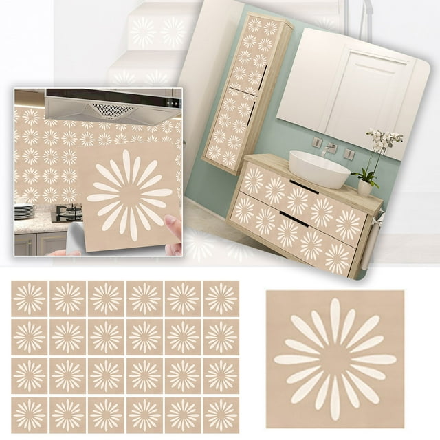 1Set 24PC 3D Tile Sticker Self Adhesive DIY Waterproof Tile Wall