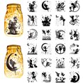 1Set 24Pcs Fairy Silhouettes Mason Jar Decor Lantern Laser Cutouts
