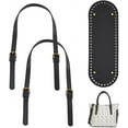 thumbnail image 1 of 1Set 26.4~27.9 Inch Sew On Leather Bag Handle Woven Crochet Bottom Black Handbag Short Shoulder Strap Adjustable Handbag Shoulder Strap Replacement Bag Accessory Set, 1 of 6