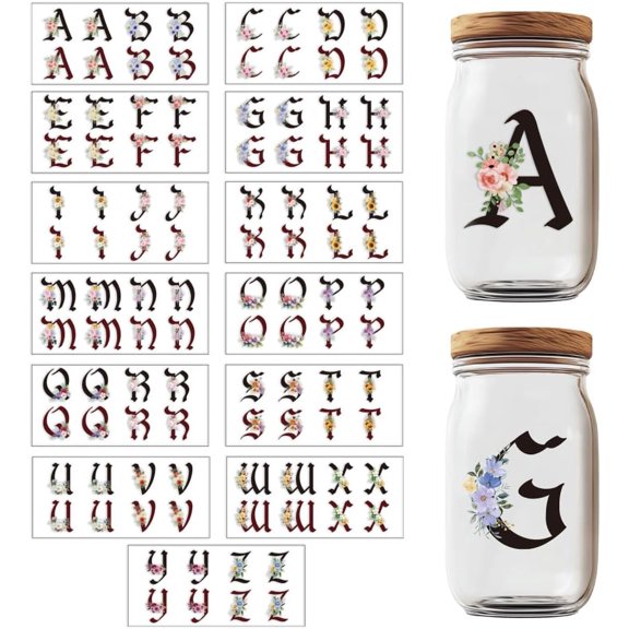 1Set 26 Letters PVC DIY Heat Transfer Paper for UV Sublimation Cup Letter 110x240mm 13pcs/set