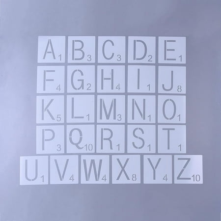 1Set 26 Letters Plastic Reusable Drawing Stencil Alphabet Sign Drawing Template Letter A~Z Drawing Hollow Template for Scrapbooking Journal Making Art Projects 101x101x0.3mm for diy making