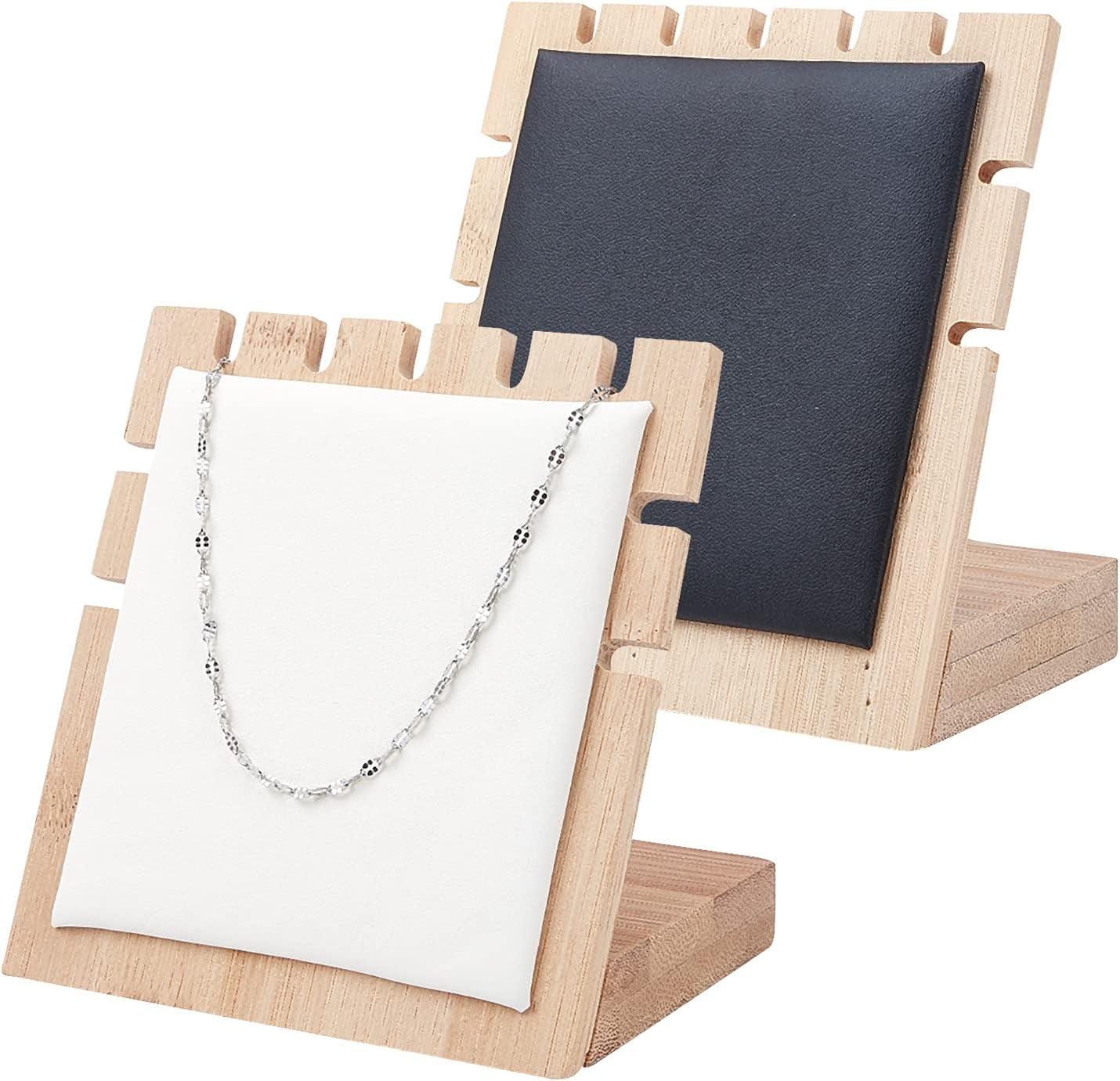 1Set 2Pcs 2 Colors Bamboo Jewelry Display Stand Showcase for Pendant ...