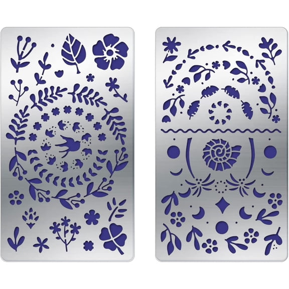 1Set 2Pcs 2 Style Custom 304 Stainless Steel Cutting Dies Stencils for DIY Scrapbooking/Photo Album Decorative Embossing Matte Platinum Color Mixed Patterns 17.7x10.1cm 1pc/style
