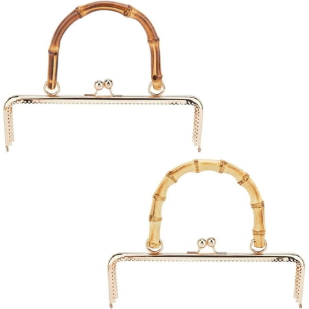 1Set 2Pcs 2 Style Wooden Bag Handles with Iron Purse Frame Handle for DIY Craft Sewing Purse Bag Making BurlyWood 19.8x25.5x1.4cm Hole: 1.5mm 2 styles 1pc/style 2pcs