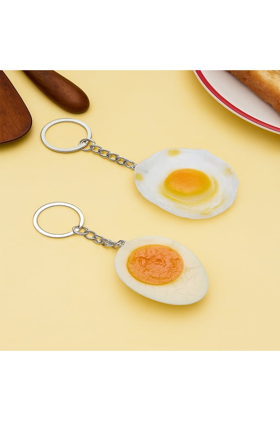1Set 2Pcs 2 Styles PVC Egg Keychain with Alloy Clasp Mixed Color 109~111mm 1pc/style
