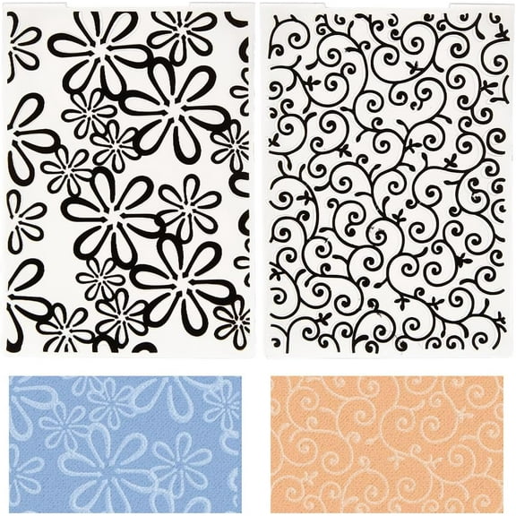 1Set 2Pcs Floral Daisy 3D Embossing Folder Flower Background Embossing Machine Template Plastic Vintage Pattern Paper Card Template Stencils for DIY Making Scrapbooking Paper Craft Album Stamps